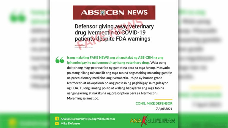 Cong. Mike Defensor Slams ABS-CBN for Spreading FAKE NEWS