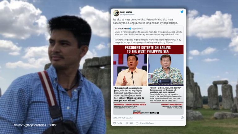 Jason Abalos asks Forgiveness for Voting Pres. Duterte