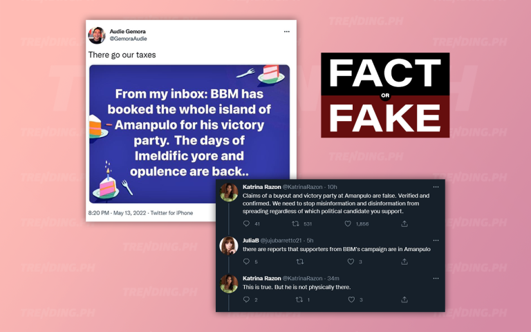 FAKE: BBM Victory Party in Amanpulo